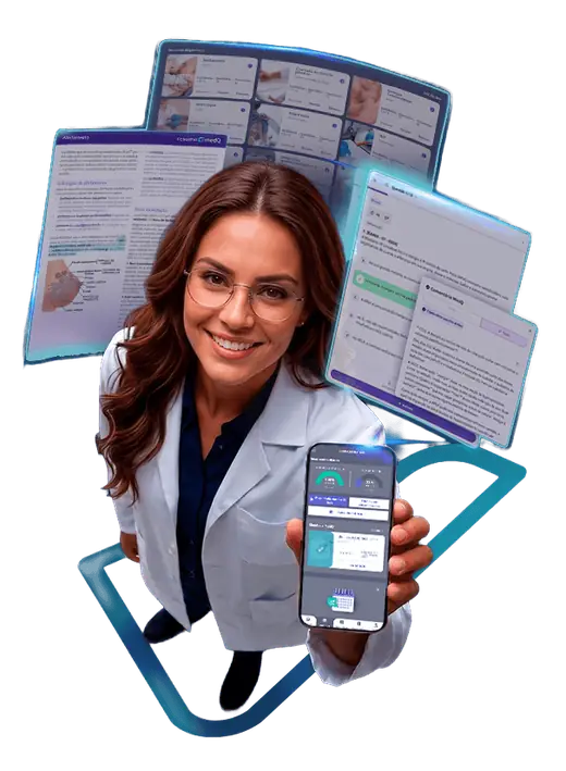 Estudantes de medicina usando o MedQ no celular